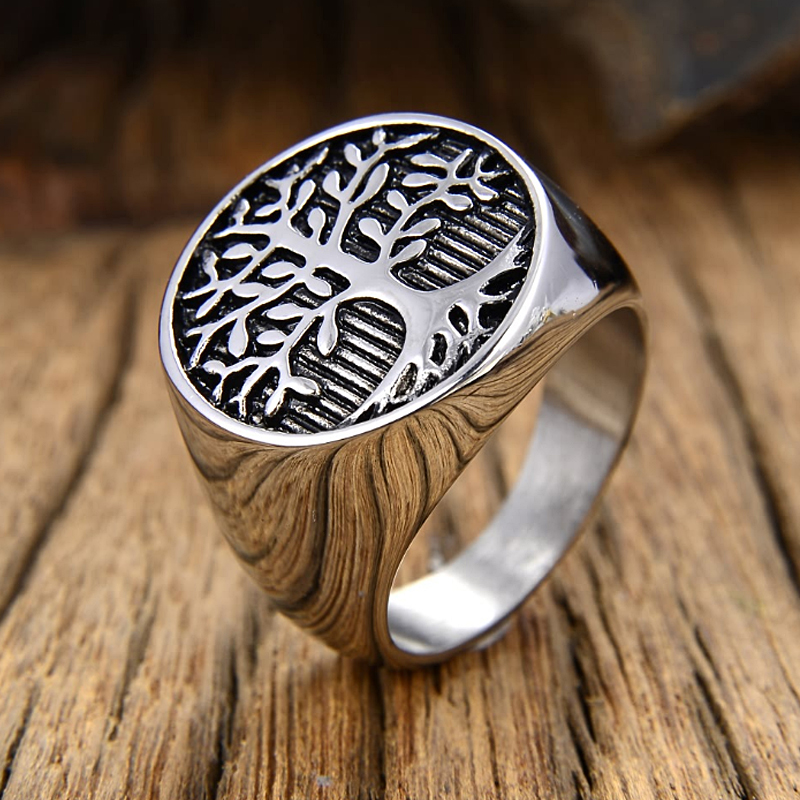 Signet Ring Men - Classic Tree of Lift Signet Ring