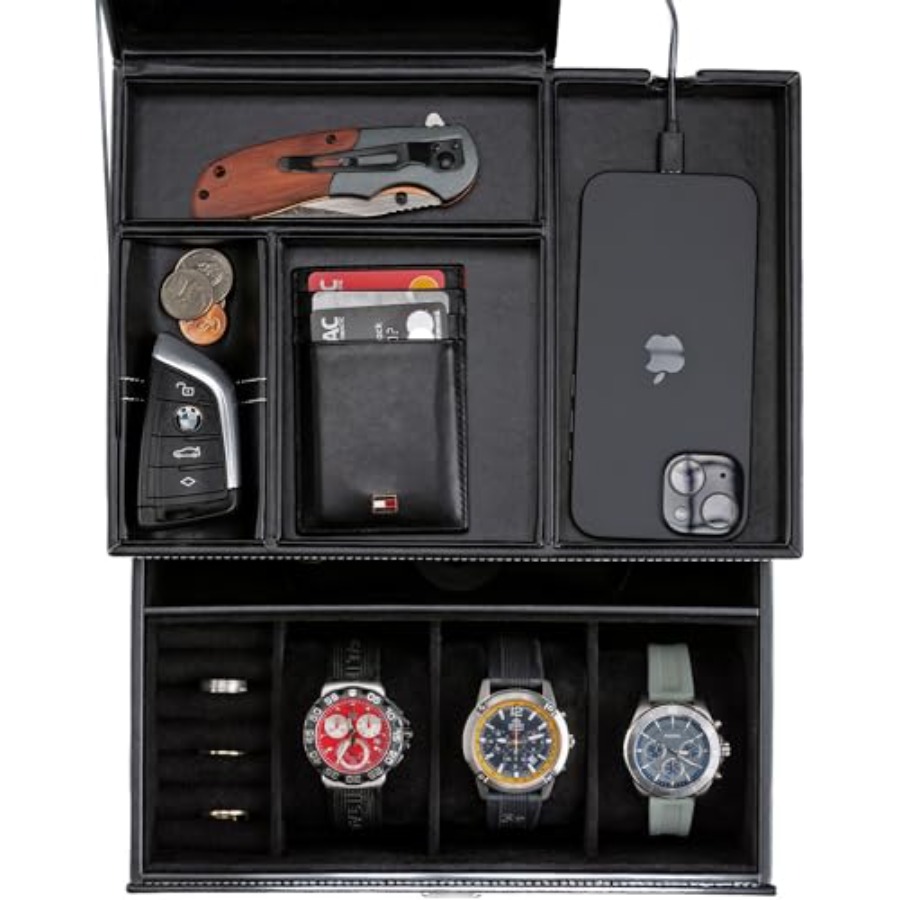 Men'S Accessories Organizer Tray - Mens Jewelry Box Organizer and Dresser