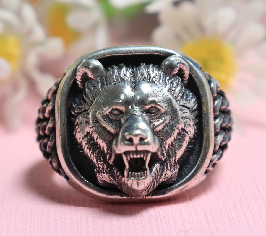 22g Viking Bear Head Nordic Or – Signet Ring Men recenzja i cena