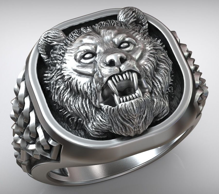 22g Viking Bear Head Nordic Or – Signet Ring Men recenzja i cena