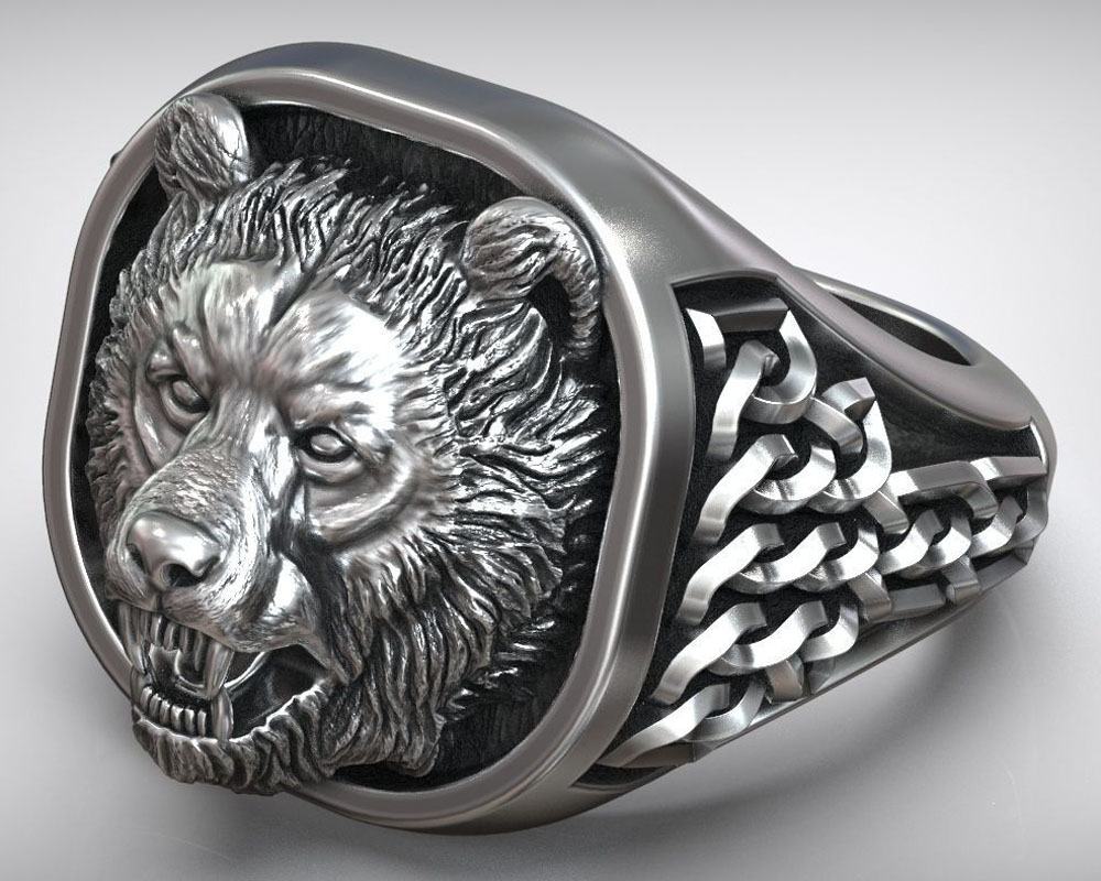 22g Viking Bear Head Nordic Or – Signet Ring Men recenzja i cena