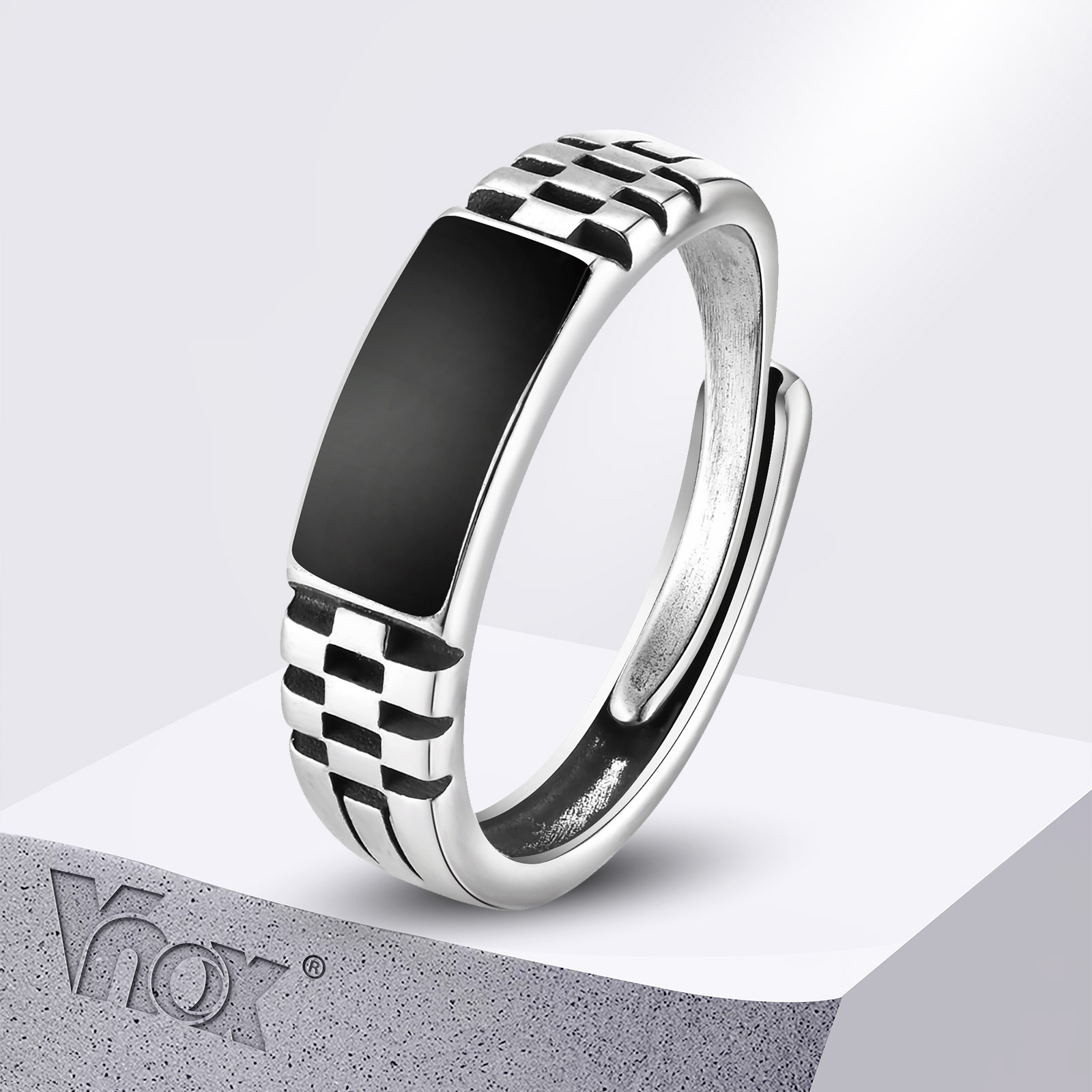 Vnox Mens Open Rings, Black En – Signet Ring Men recenzja i cena
