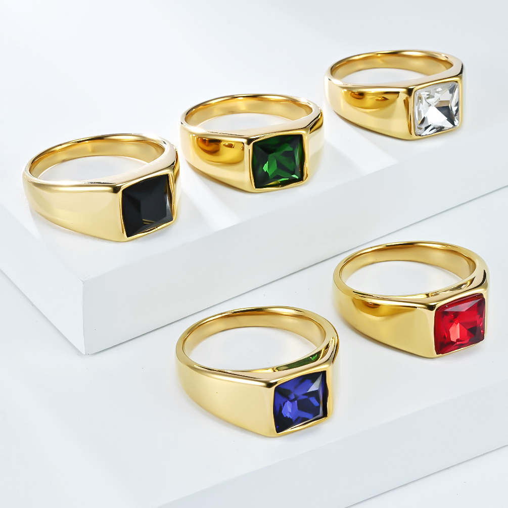 Stainless Steel Shinny Zircon  – Signet Ring Men recenzja i cena
