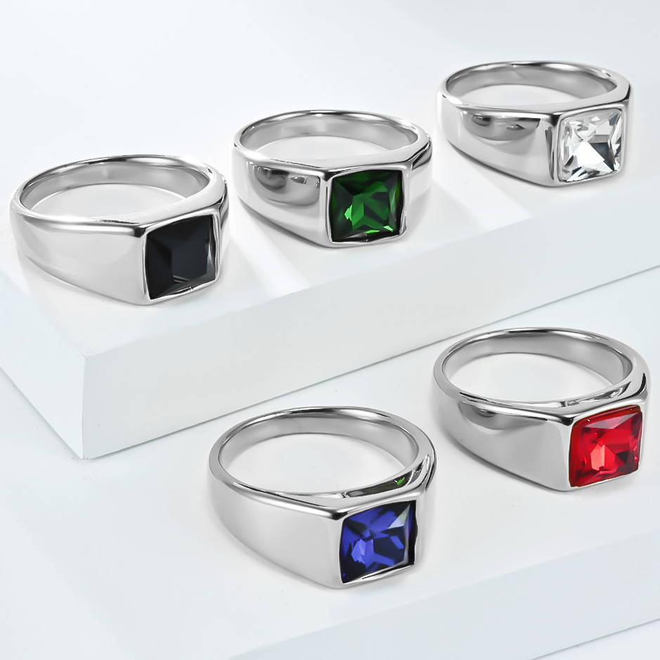 Stainless Steel Shinny Zircon  – Signet Ring Men recenzja i cena