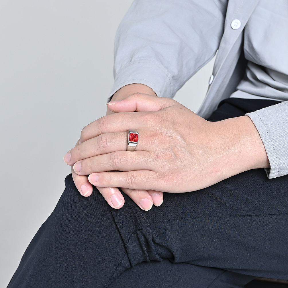 Stainless Steel Shinny Zircon  – Signet Ring Men recenzja i cena