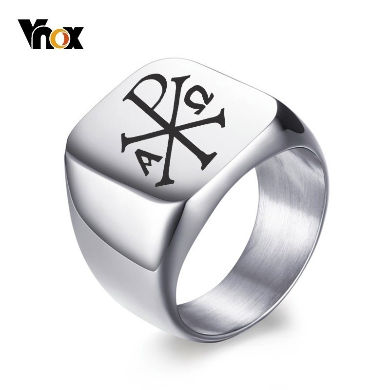 Vnox Free Personalized Stamp R – Signet Ring Men recenzja i cena
