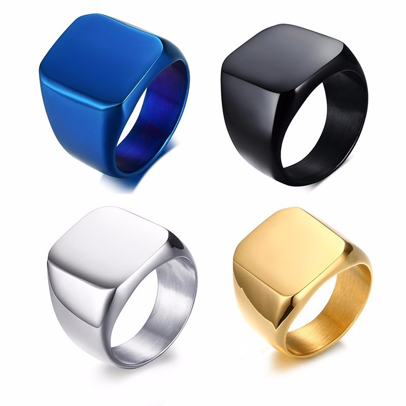 Vnox Free Personalized Stamp R – Signet Ring Men recenzja i cena