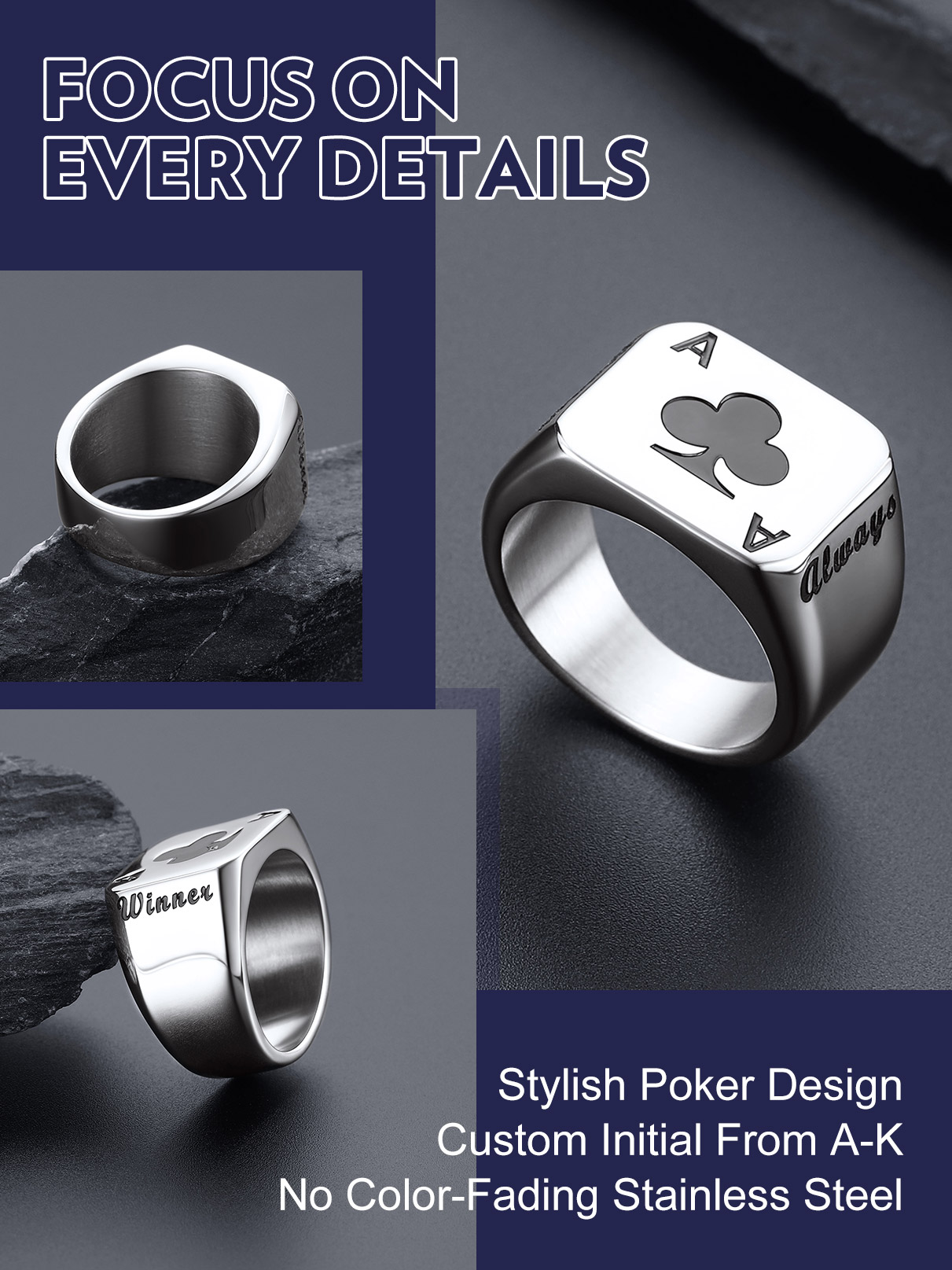 U7 Customized Square Rectangle – Signet Ring Men recenzja i cena