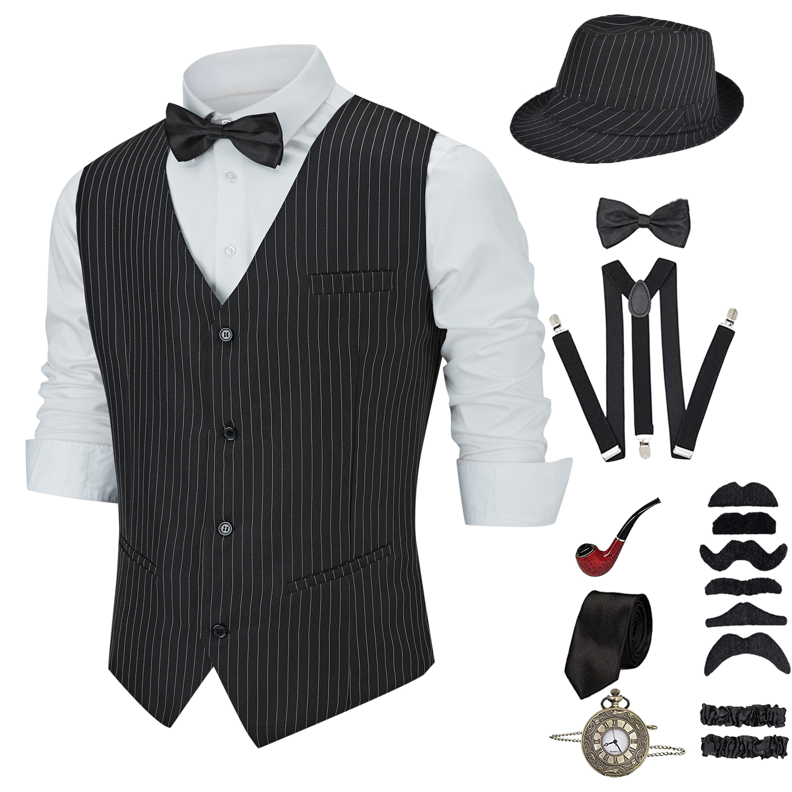 1920s Men's Gangster Costume S – Men Accessories Hk recenzja i cena