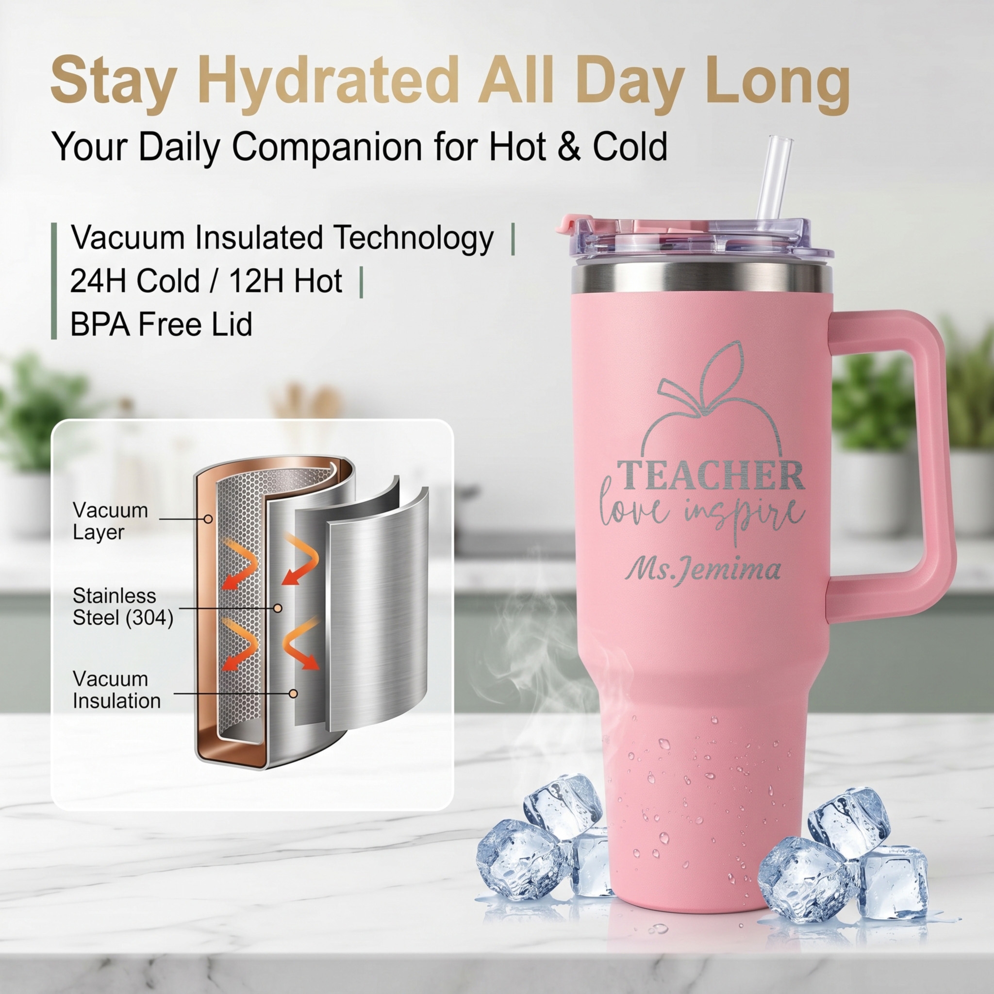 1L Teacher personalized text b – Flask Stainless Steel recenzja i cena